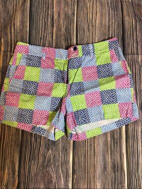 Vineyard Vines Pink, Lime Green & Navy Patchwork Check Athletic Shorts (0016)